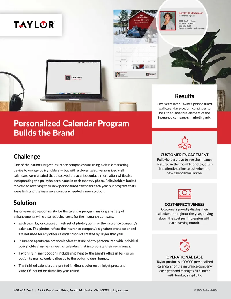Personalized Calendar Program for Insurance Marketing