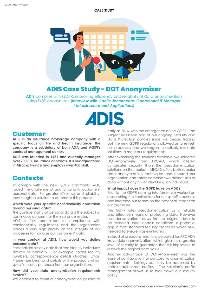 ADIS Case Study on DOT-Anonymizer Implementation