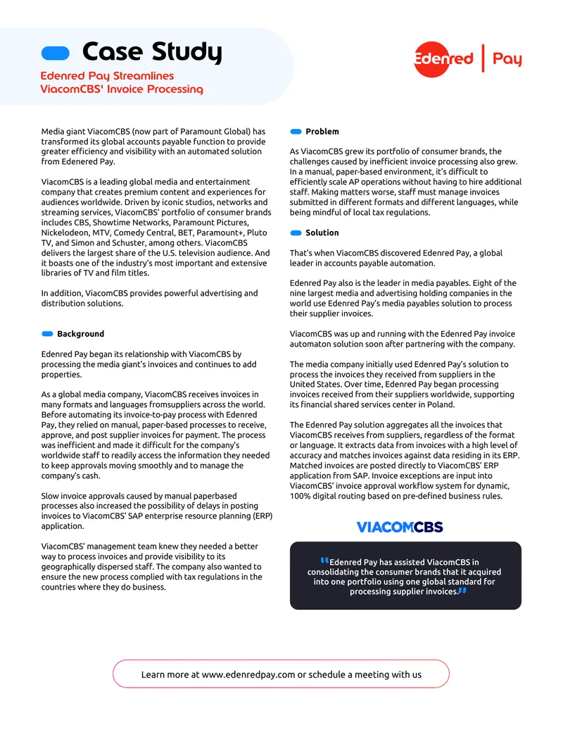 ViacomCBS Invoice Processing Automation Case Study