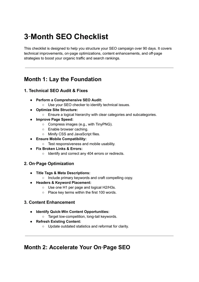 3-Month SEO Campaign Checklist