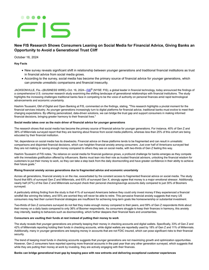Consumer Trust in Financial Advice from Social Media