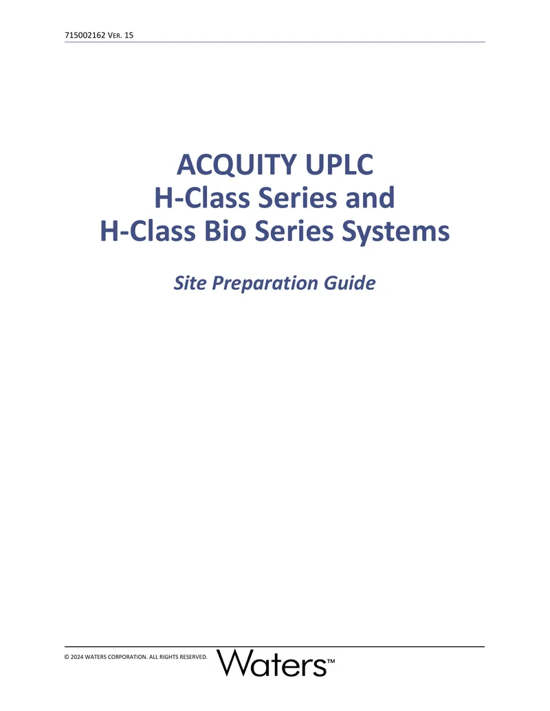 ACQUITY UPLC H-Class Systems Site Preparation Guide