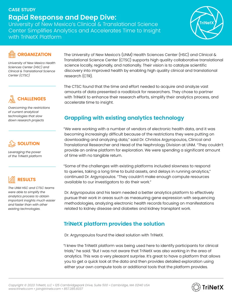 University of New Mexico Clinical & Translational Science Center Case Study