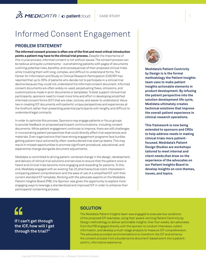 Patient Centricity by Design Informed Consent Engagement Case Study