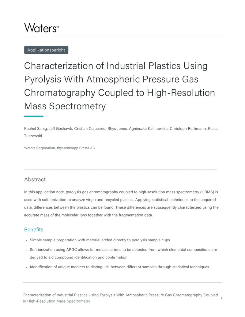 Characterization of Industrial Plastics Using Pyrolysis Techniques