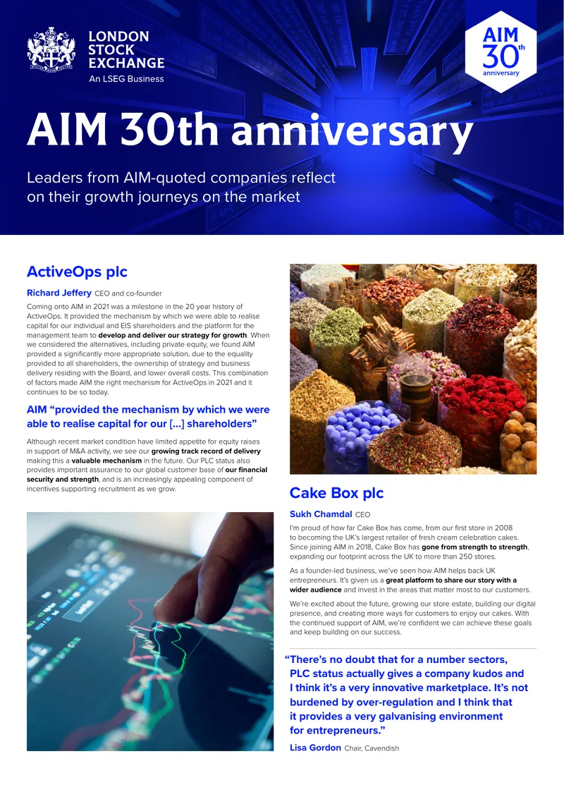 AIM 30th Anniversary Reflections from Company Leaders
