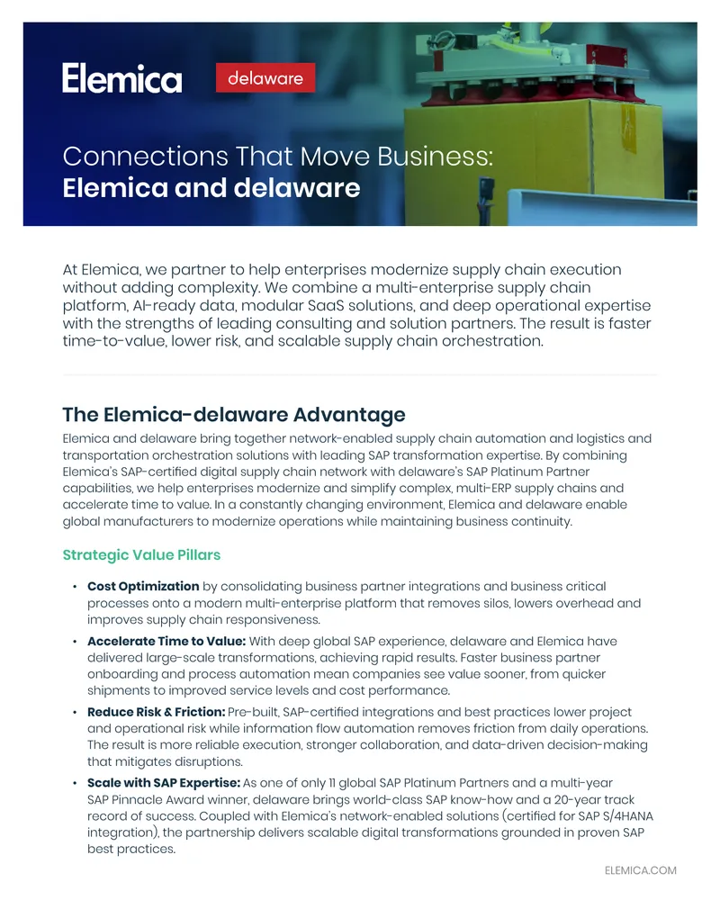 Elemica and Delaware Digital Transformation Case Study