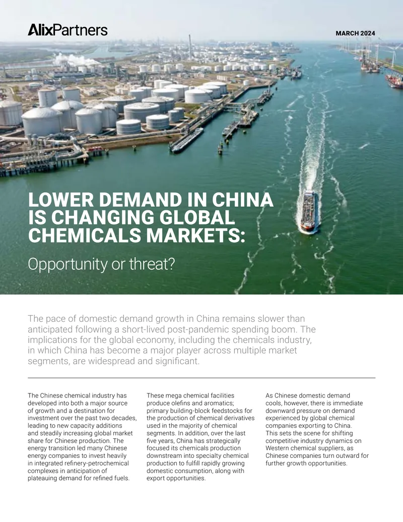 Impact of Lower Demand in China on Global Chemicals Markets