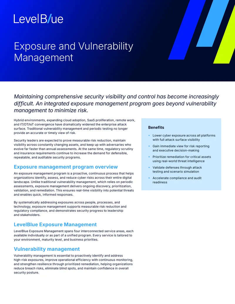 Exposure and Vulnerability Management Program Overview