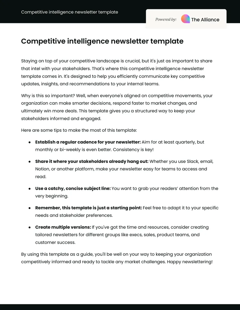 Competitive Intelligence Newsletter Template