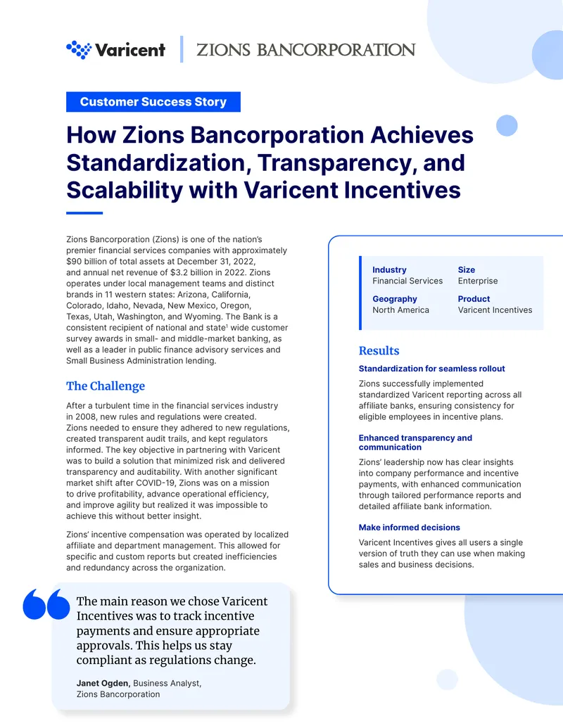 Zions Bancorporation Incentive Compensation Standardization