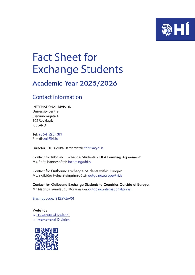 Fact Sheet for Exchange Students Academic Year 2025/2026