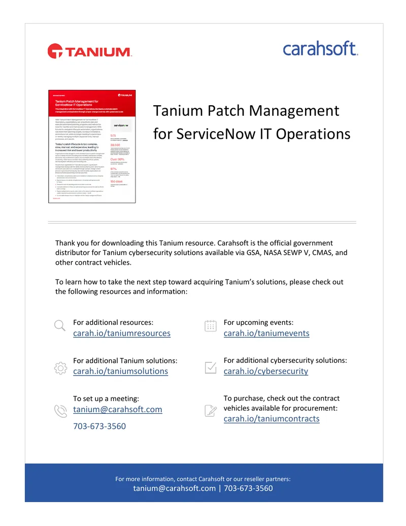 Tanium Patch Management for ServiceNow IT Operations