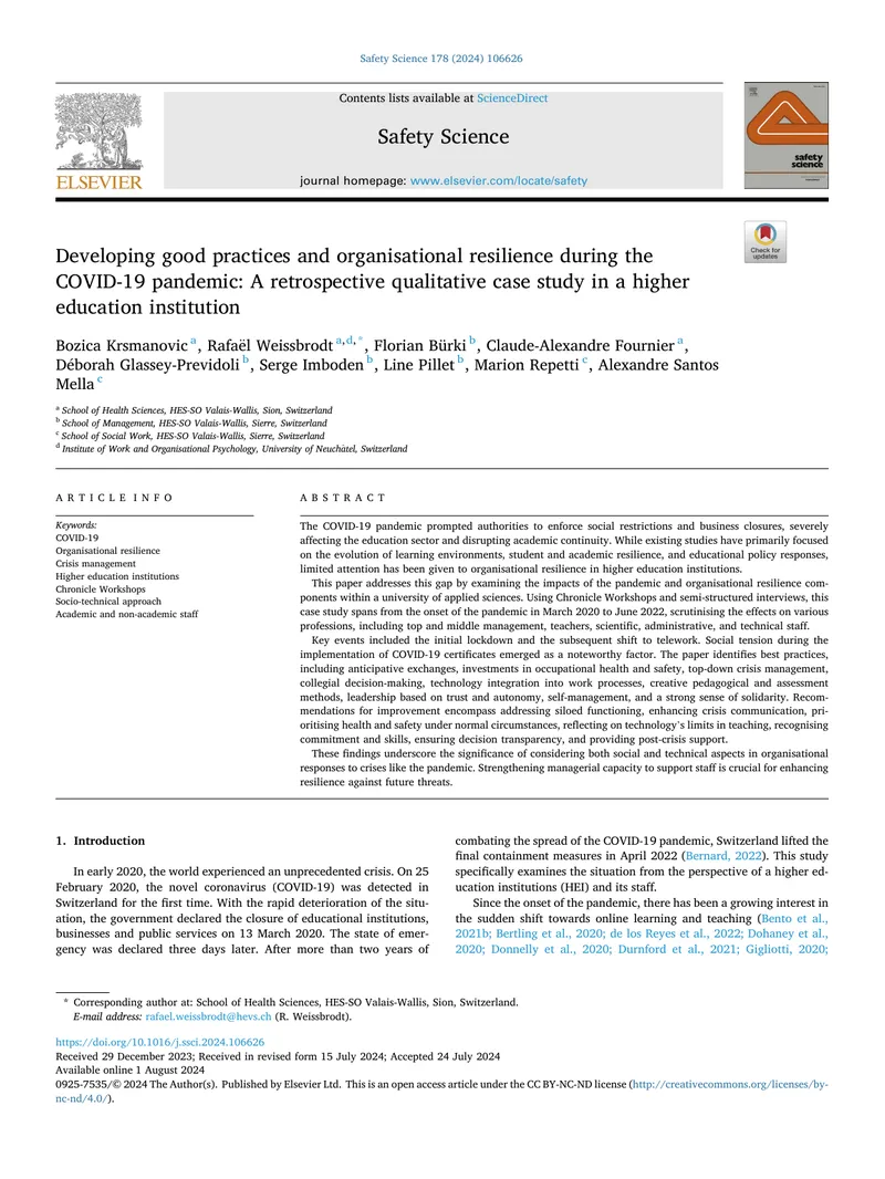 Developing Organisational Resilience During COVID-19
