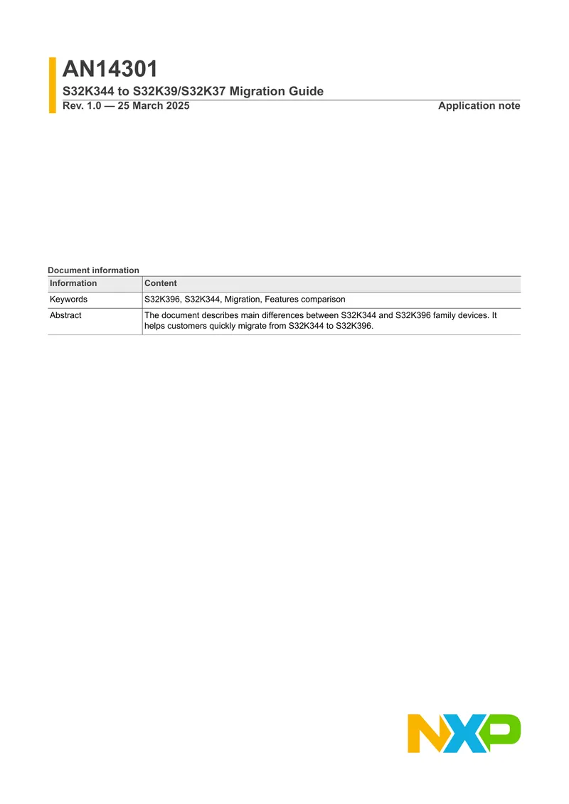 S32K344 to S32K39/S32K37 Migration Guide