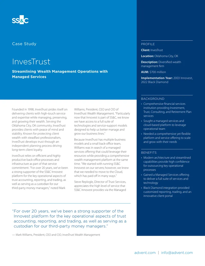 InvesTrust Case Study on Managed Services Implementation
