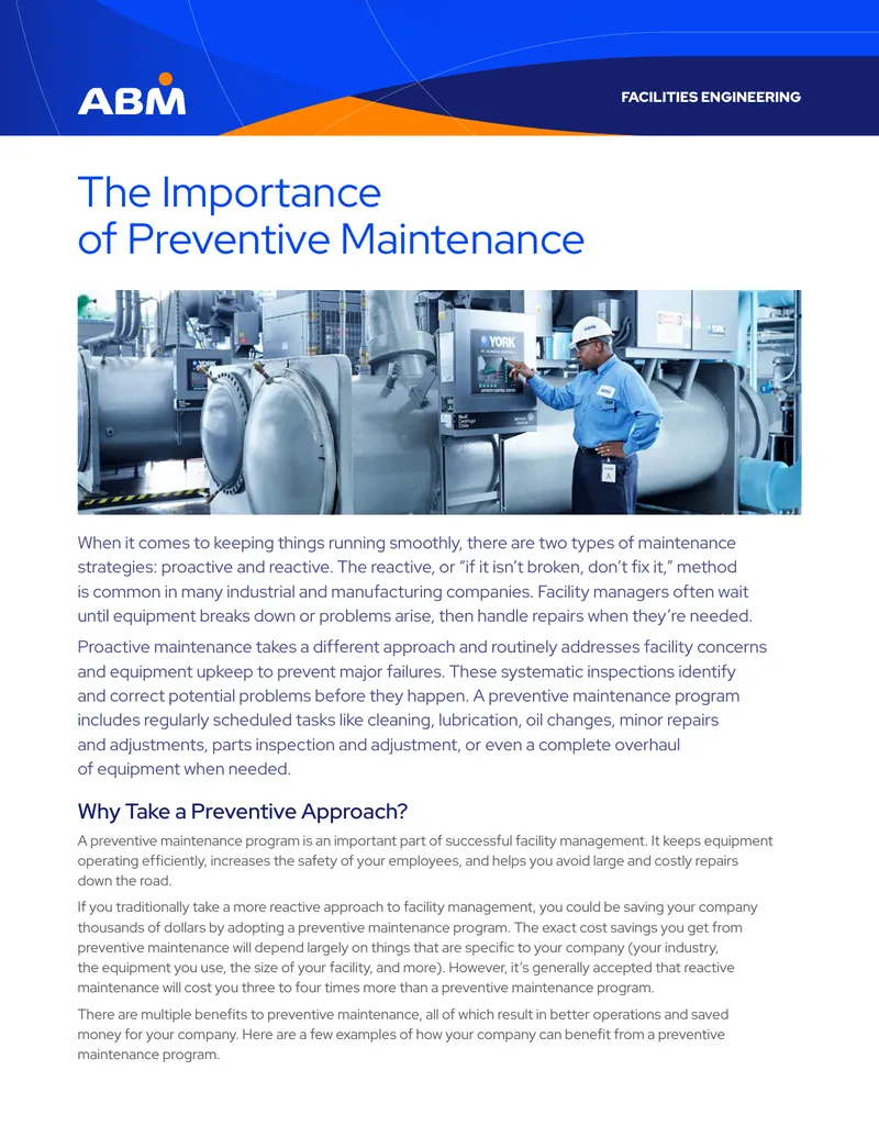 Preventive Maintenance Program for Facility Management