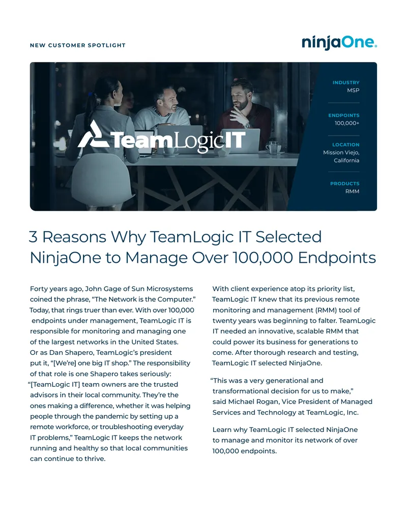 TeamLogic IT's Transition to NinjaOne for Endpoint Management