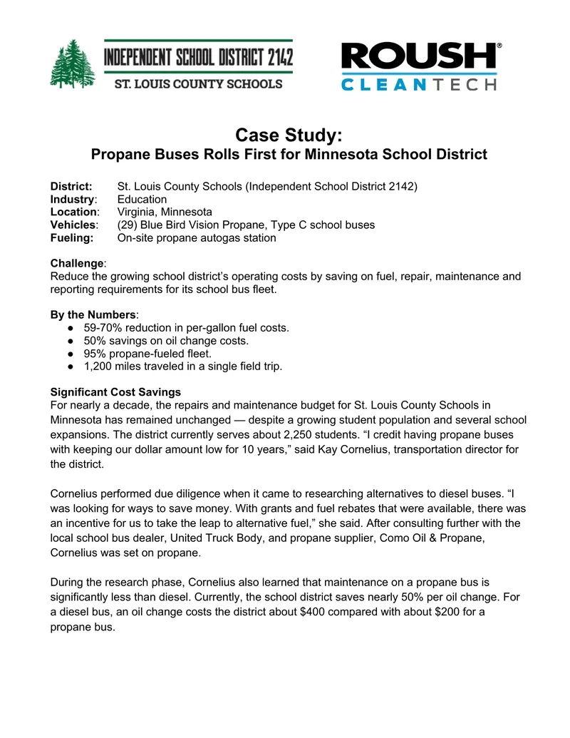Propane Bus Implementation in Minnesota School District