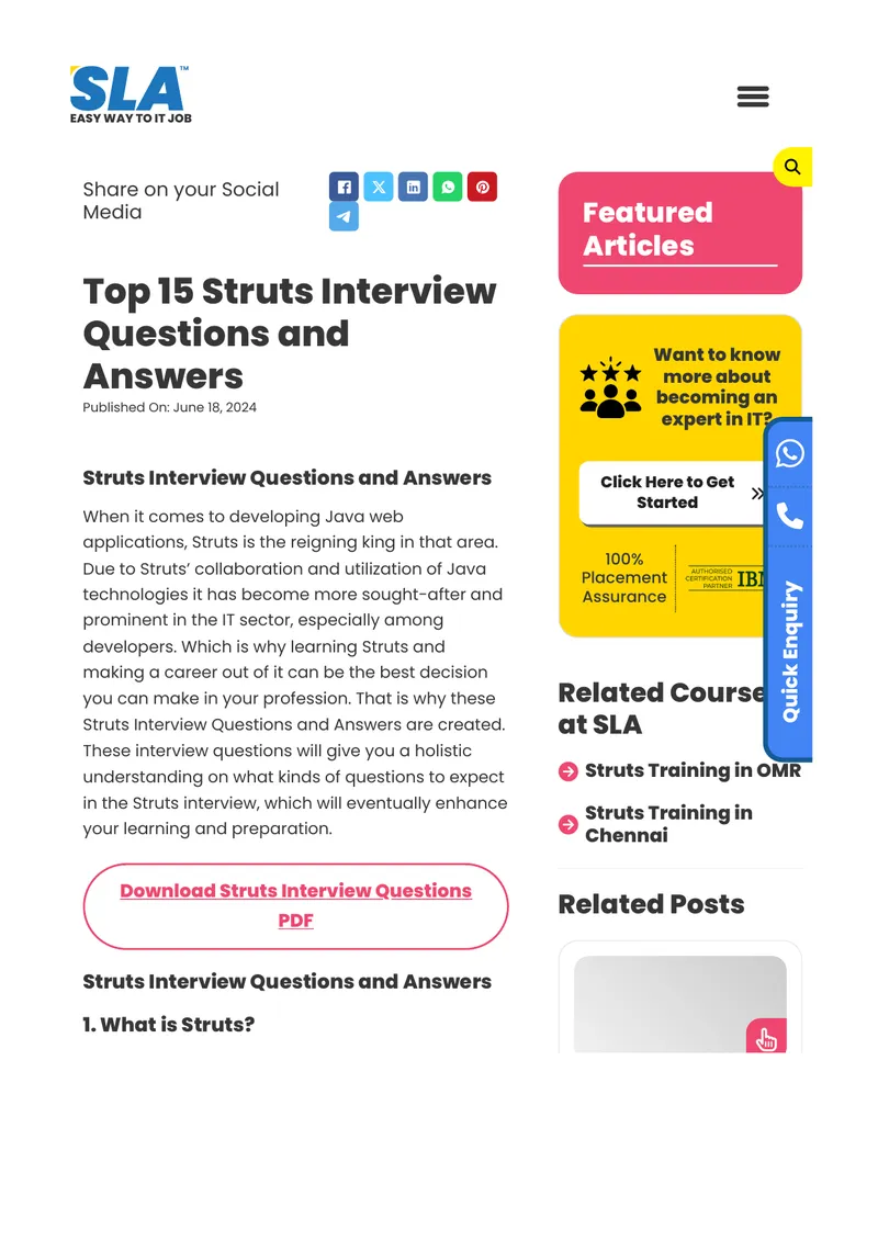 Struts Interview Questions and Answers Guide