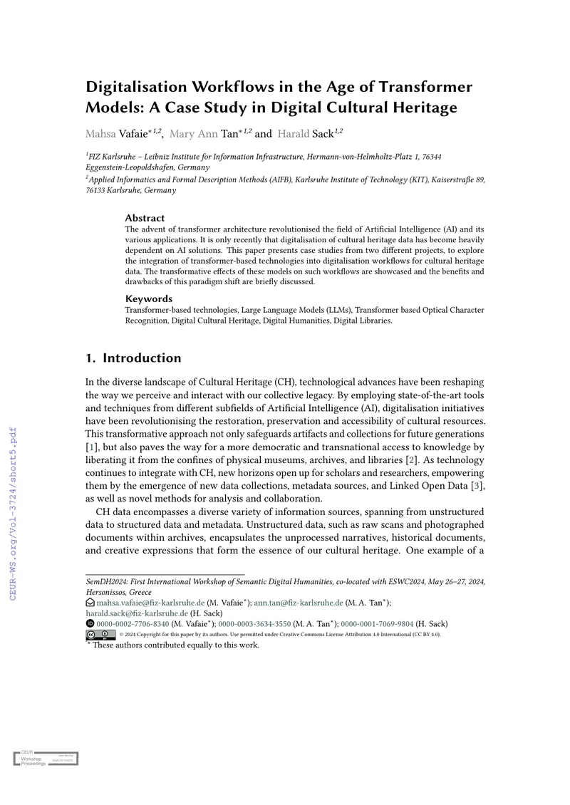 Digitalisation Workflows Using Transformer Models