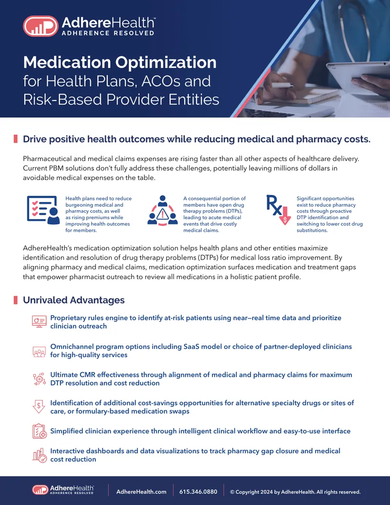 Medication Optimization for Health Plans and Provider Entities