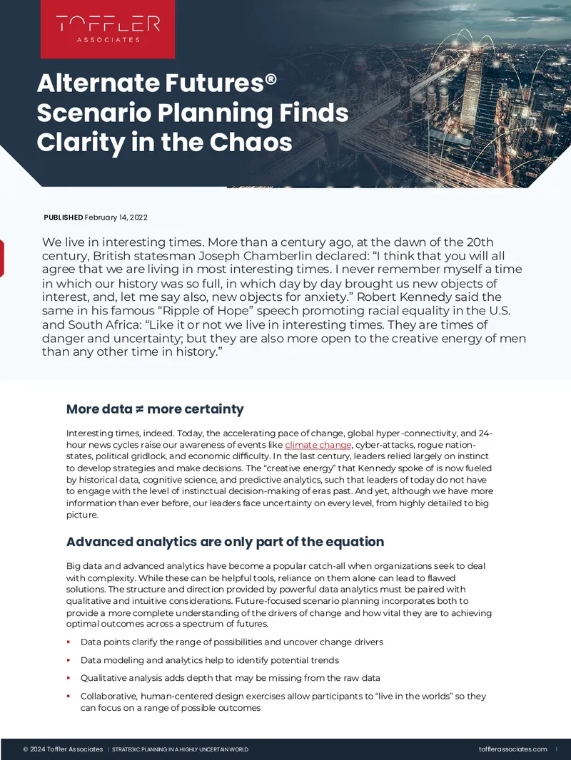 Alternate Futures Scenario Planning Methodology