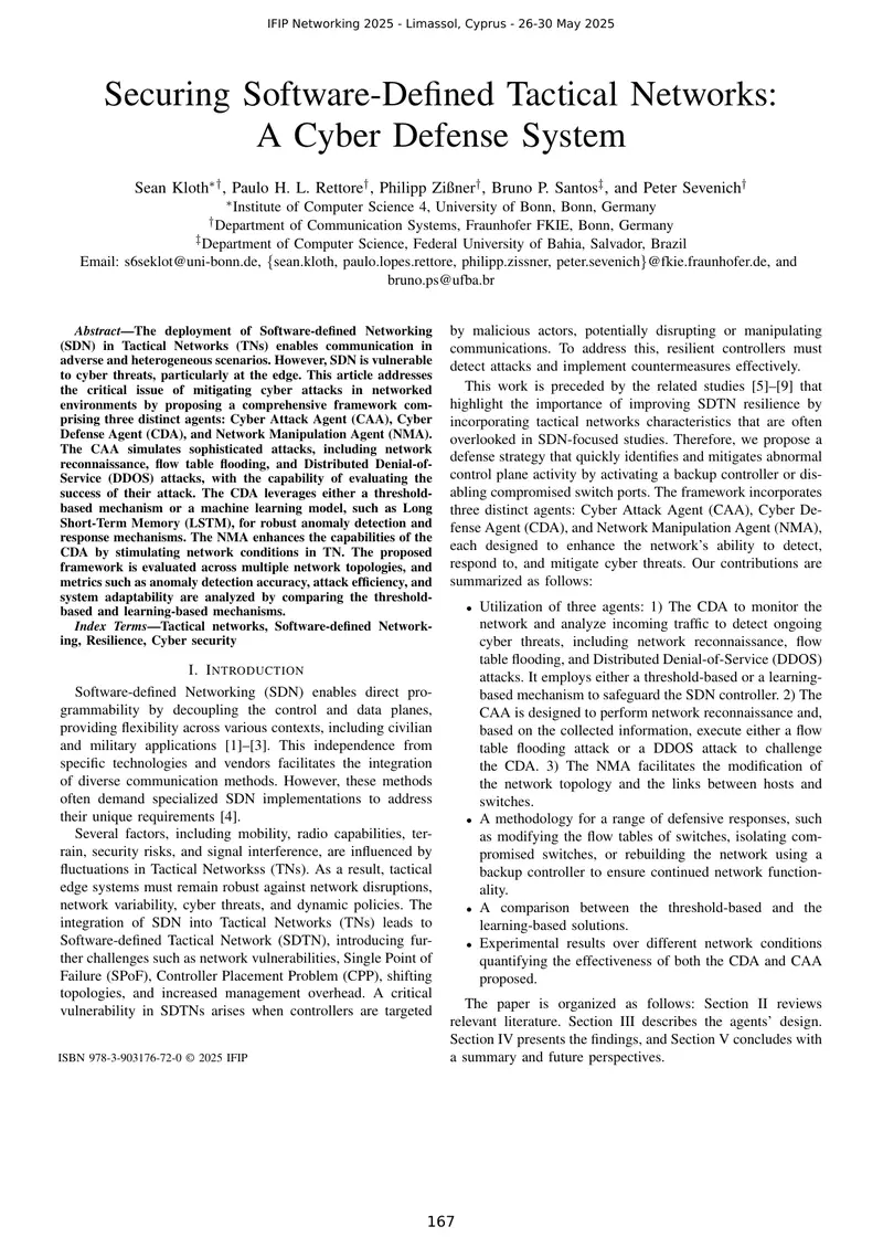 Cyber Defense Framework for Software-Defined Tactical Networks