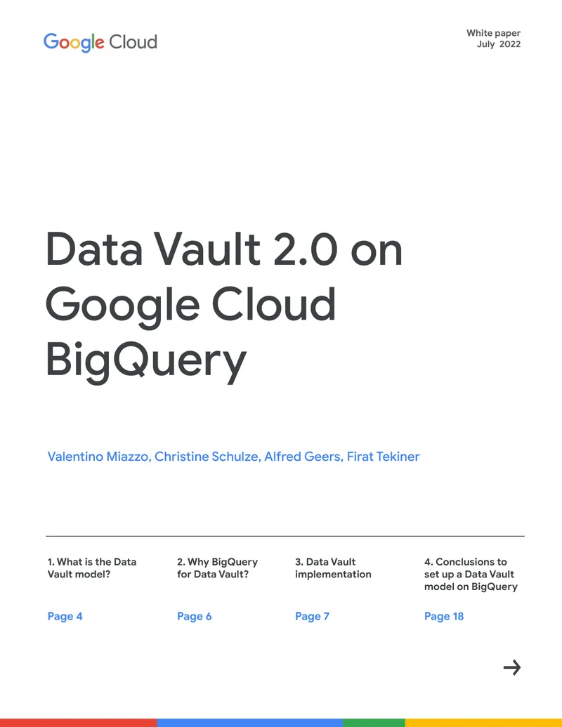 Data Vault 2.0 Implementation on Google BigQuery
