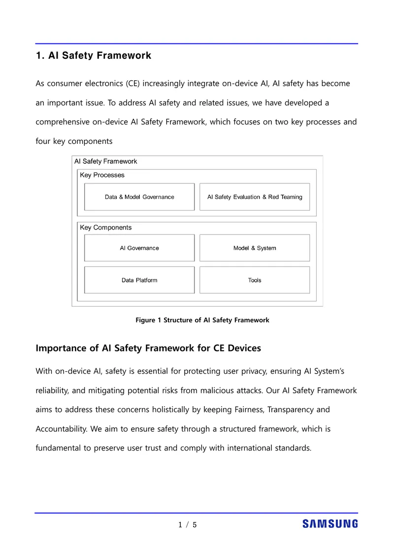 AI Safety Framework for Consumer Electronics