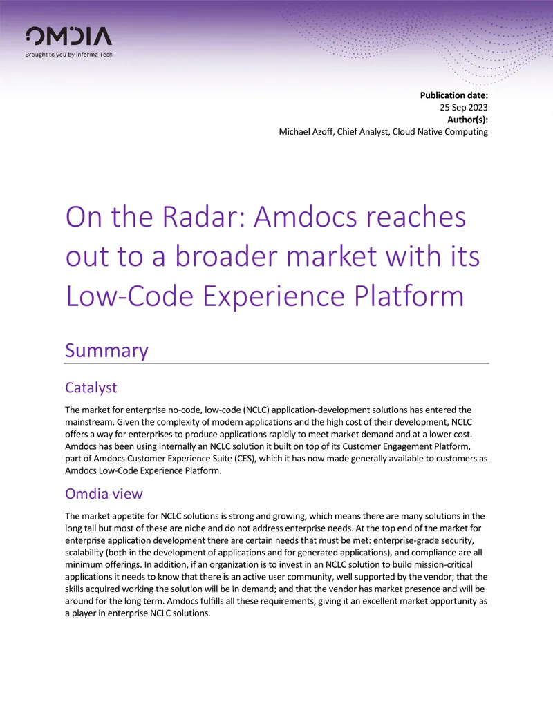 Amdocs Low-Code Experience Platform Overview