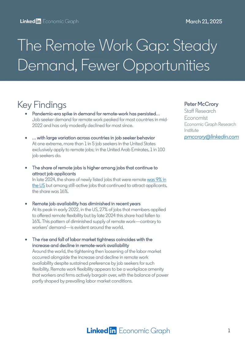 The Remote Work Gap: Demand and Opportunities