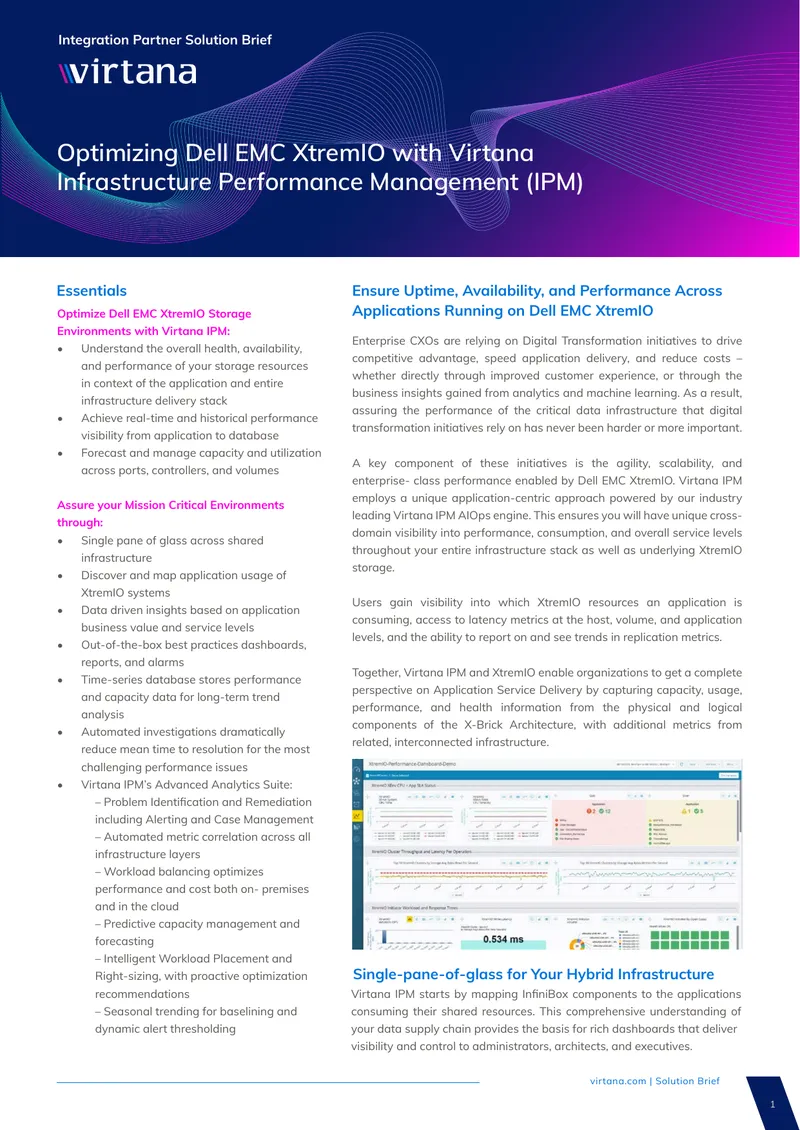 Optimizing Dell EMC XtremIO with Virtana IPM
