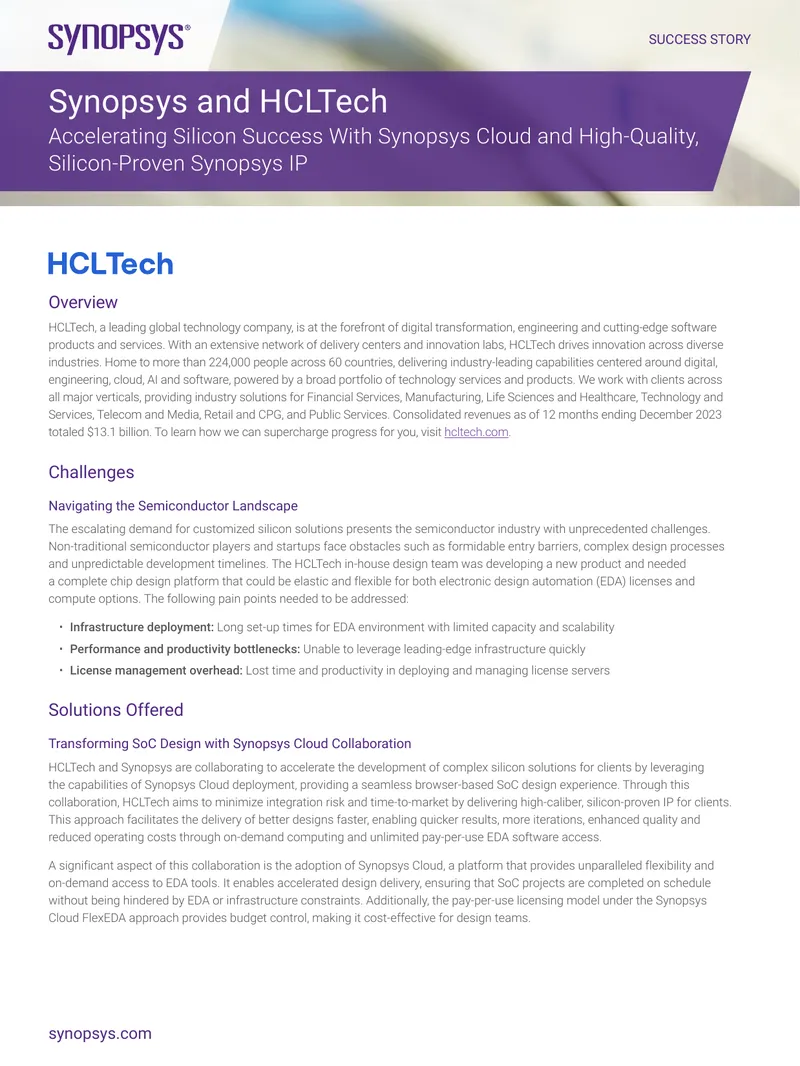 HCLTech and Synopsys Collaboration for Semiconductor Solutions