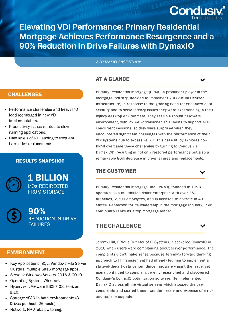 Primary Residential Mortgage VDI Implementation Case Study