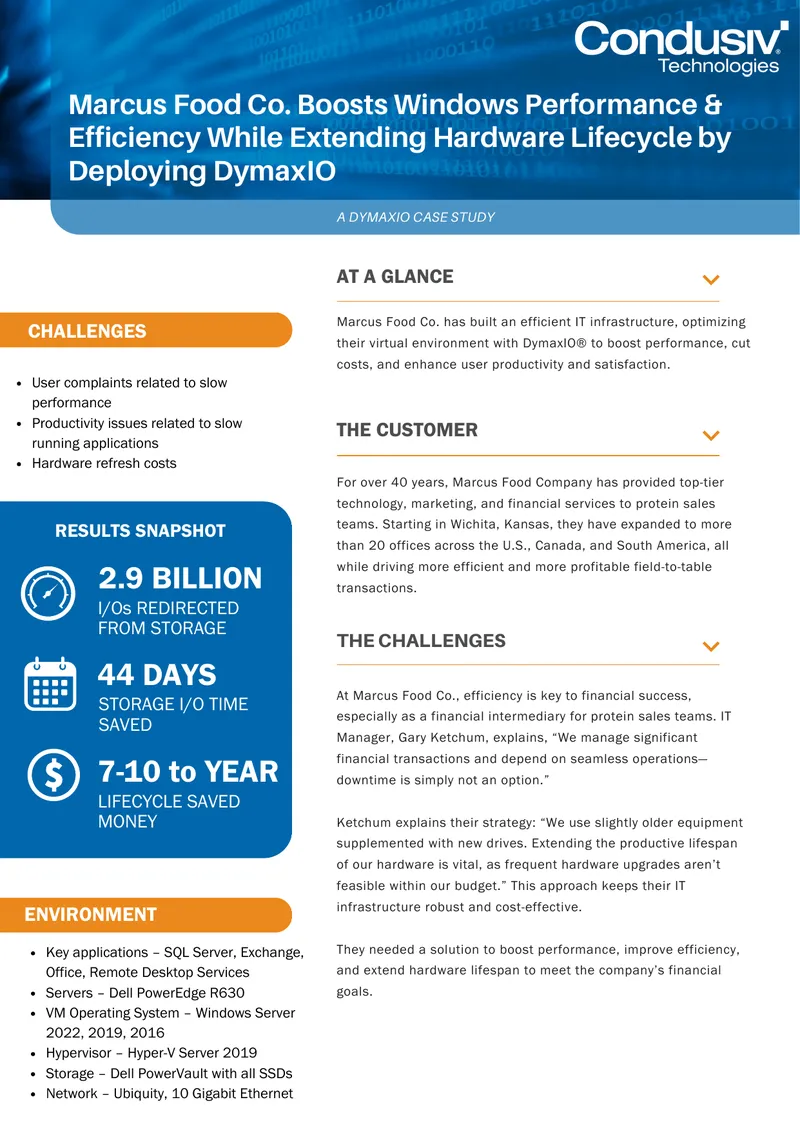 Marcus Food Company DymaxIO Case Study