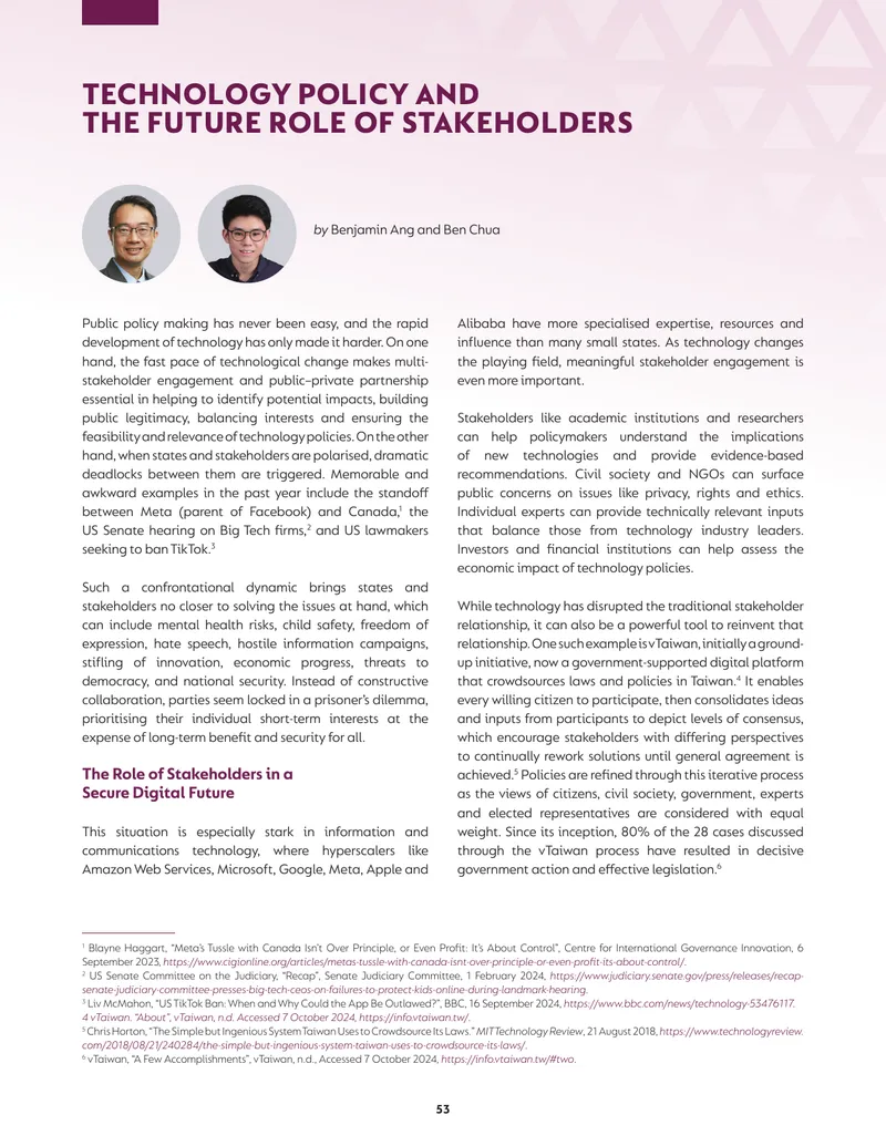 Technology Policy and Stakeholder Engagement Framework