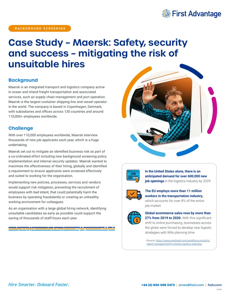 Background Screening Case Study for Maersk