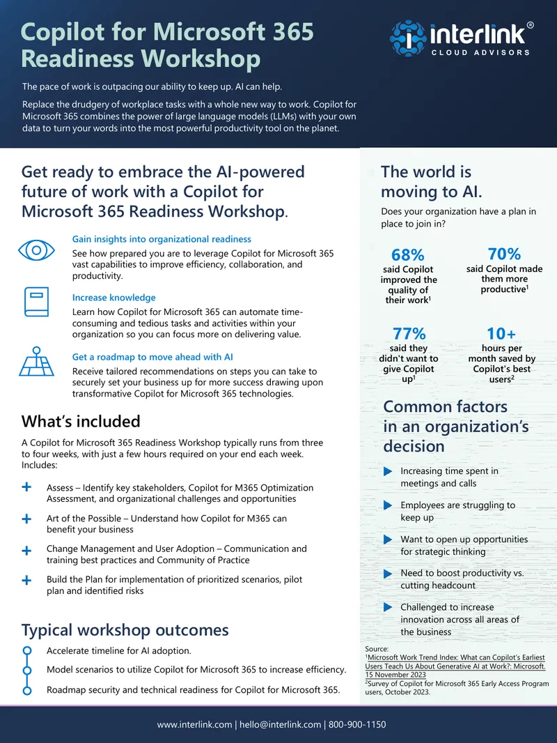 Copilot for Microsoft 365 Readiness Workshop Overview