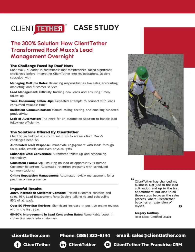ClientTether Case Study on Roof Maxx