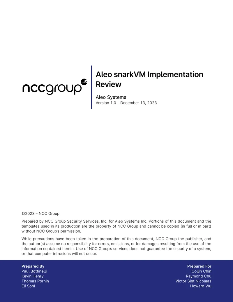 Aleo snarkVM Implementation Review