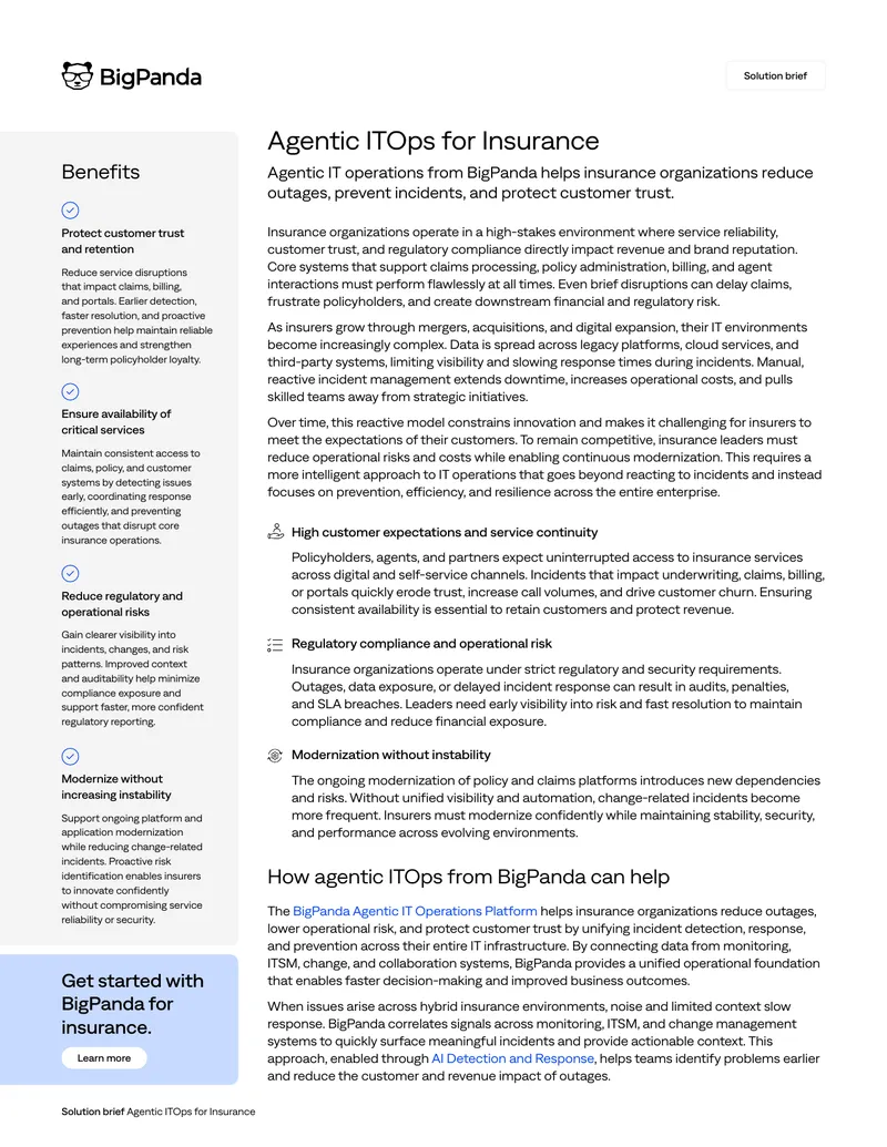 Agentic ITOps for Insurance Solution Brief