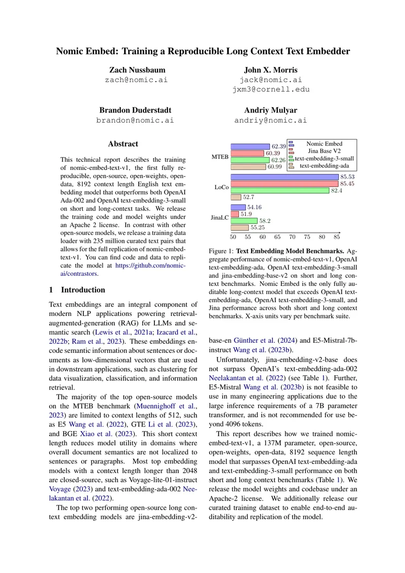 Training a Reproducible Long Context Text Embedder