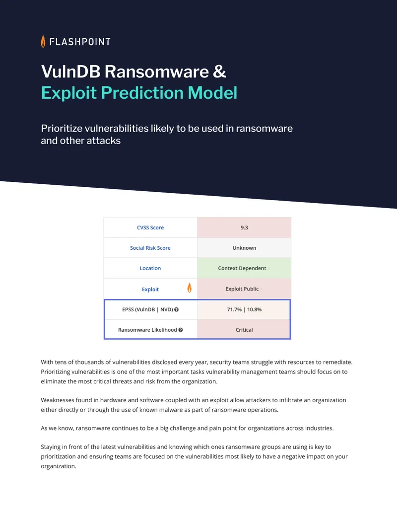 VulnDB Ransomware and Exploit Prediction Model