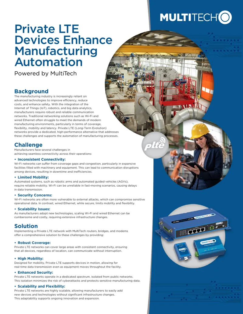 Private LTE Networks for Manufacturing Automation