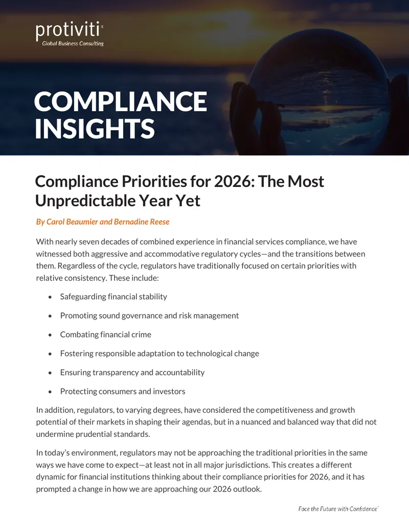 Compliance Priorities for Financial Institutions in 2026