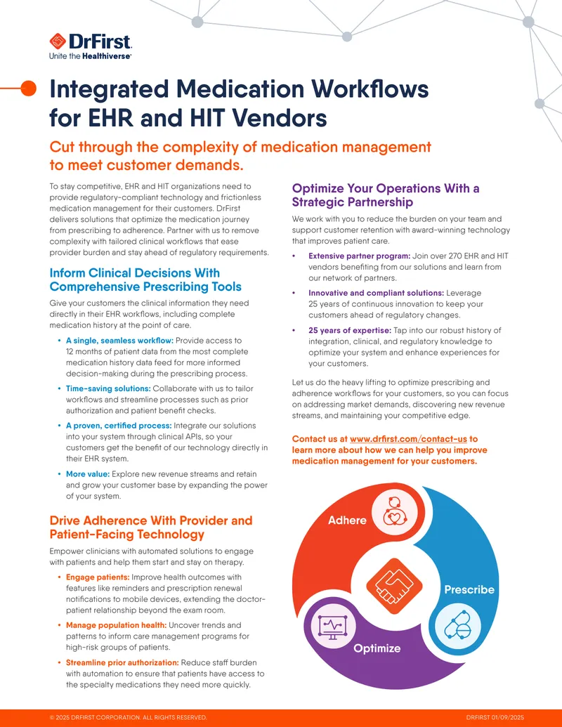 Integrated Medication Workflows for EHR and HIT Vendors