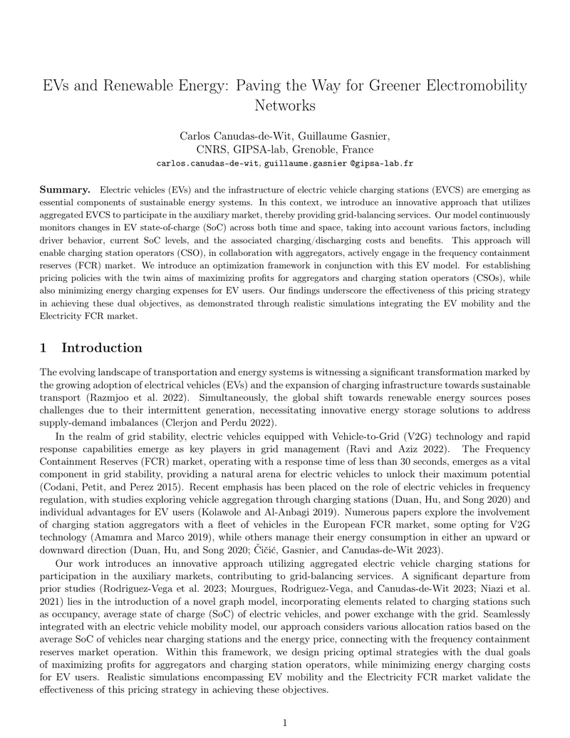 Electric Vehicles and Renewable Energy Integration
