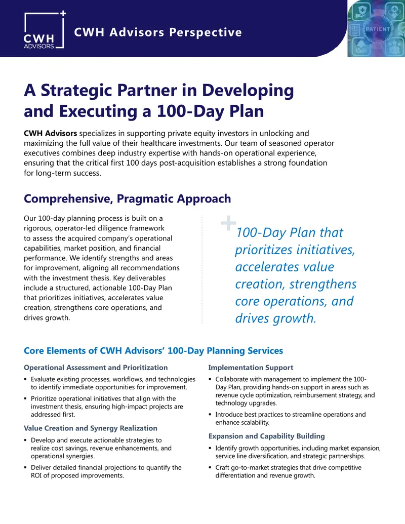 CWH Advisors 100-Day Planning Process Overview