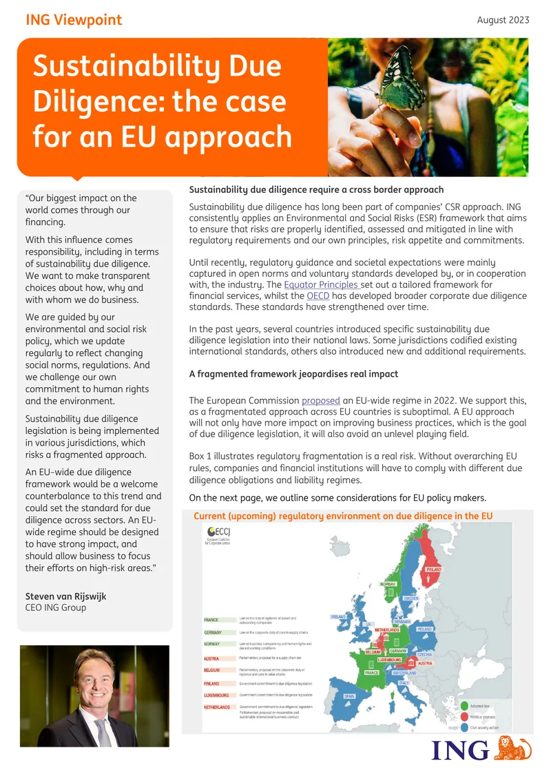Sustainability Due Diligence and EU Regulatory Framework